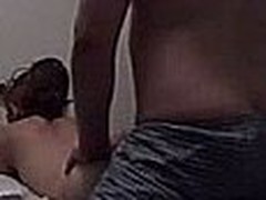 The chick in this dilettante video has no issues getting bare and showing off her pussy. But her shy fellow keeps his boxers on as that guy solely pulls out his dick to hide it inside her soaking juicy hole from the back.